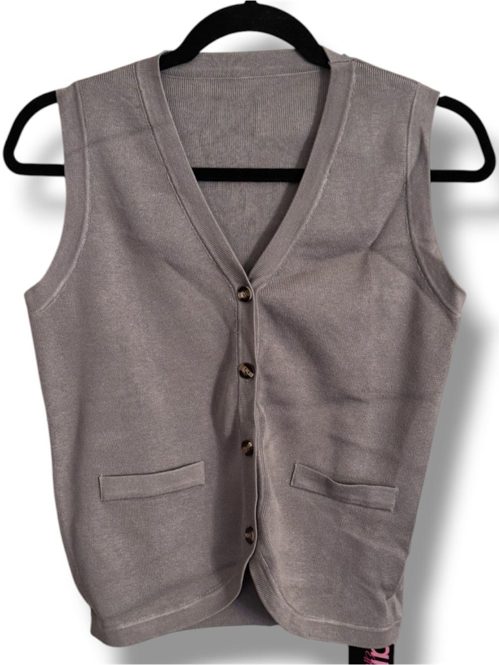 Tanou button-front knit sweater vestsize S Gray NWT